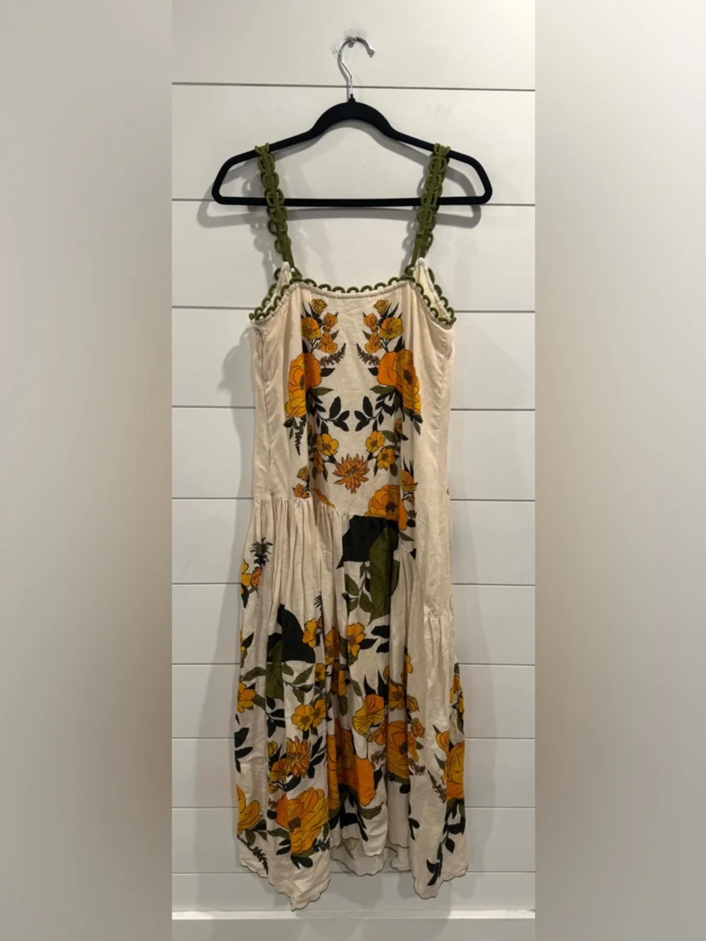 Farm Rio v neck A line cream yellow green floral maxi dress - Picture 11 of 13